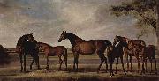 George Stubbs Stuten und Fohlen angstigen sich vor einem heraufziehenden Unwetter oil painting on canvas